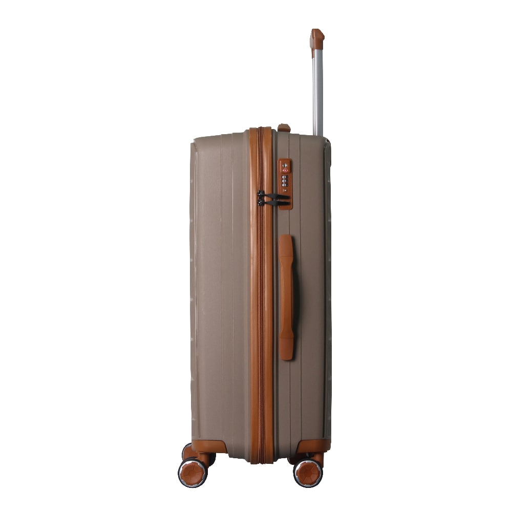 3-Piece Luggage Set Travel Lightweight Suitcases With Rolling Wheels, TSA Lock & Moulded Corner, Carry On Luggages For Business, Trip, (20"/24"/28"), Brown_voghion.com